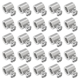 PATIKIL 9x8mm Wire Rope Clips, 25 Pcs Metal Cable Clamps 5mm Single Hole Wire Lock Rope Fittings Clip with M4x0.7mm Screws for Cable