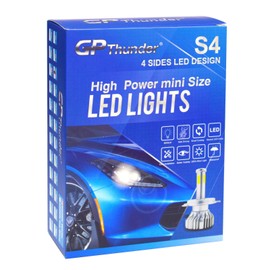GP Thunder 2Pair 9005 + H11 4-Sides Shortest LED Headlight Low High Beams Light Bulbs 8000K