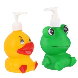 Kichvoe 2Pcs Adorable Household Shampoo Dispenser Cartoon Lotion Bottles Duck Frog Stylish Refillable Pump Bottles for Home Hotel and Dormitory Use