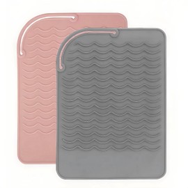 Heat Resistant Mat for Curling Irons Pack of 2 Heat Resistant Underlay Heat Protection Mat for Straightening Combs, Hair Straighteners, Straighteners, Hair Styling Tools and Hot Hair Tools (21.5 x
