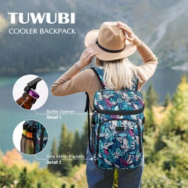 Tuwubi Cooler Backpack 35 Cans, Backpack Coolers Insulated Leak Proof for Men Women, Waterproof Soft Sided Lunch Camping Beach Travel Ice Chest Backpack Cooler Bag Leaves