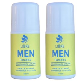 Desodorante Natural Hombre Roll On Paradise 60ml 2 Pza