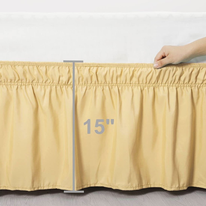 PiccoCasa Elasticated Bed Skirt Ruffled Bed Base Wrap Around Bed
