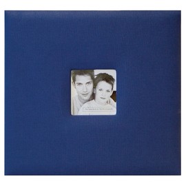 MBI 9.6x8.5 Inch Fashion Fabric Post Bound Scrapbook, Blue (802811)