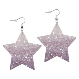 Swono Broken Drill Glitter Leather Earrings Purple Gravel Abstract Christmas Shiny Bokeh Blur Love Pink Star Faux Leather Earring Lightweight Dangle Drop Earrings for Women