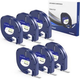 OYEMAT 6 Nastri Compatibili con Dymo LetraTag 91201/91221 12mm x 4m