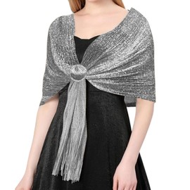 TUONYIS Stole for Evening Dress Glitter Evening Dress Women's Sparkling Metallic Scarves and Scarf Clip Festive Evening Glitter Metallic Scarf Scarves for Evening Party Formal Dresses Wedding