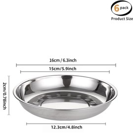 uvbws 6PC Sstainless Steel cat Bowls, Shallow and Wide pet Food Tray, pet Feeding Bowl, Suitable for Cats and Puppies，Round Plates,Dinner Plate Dish