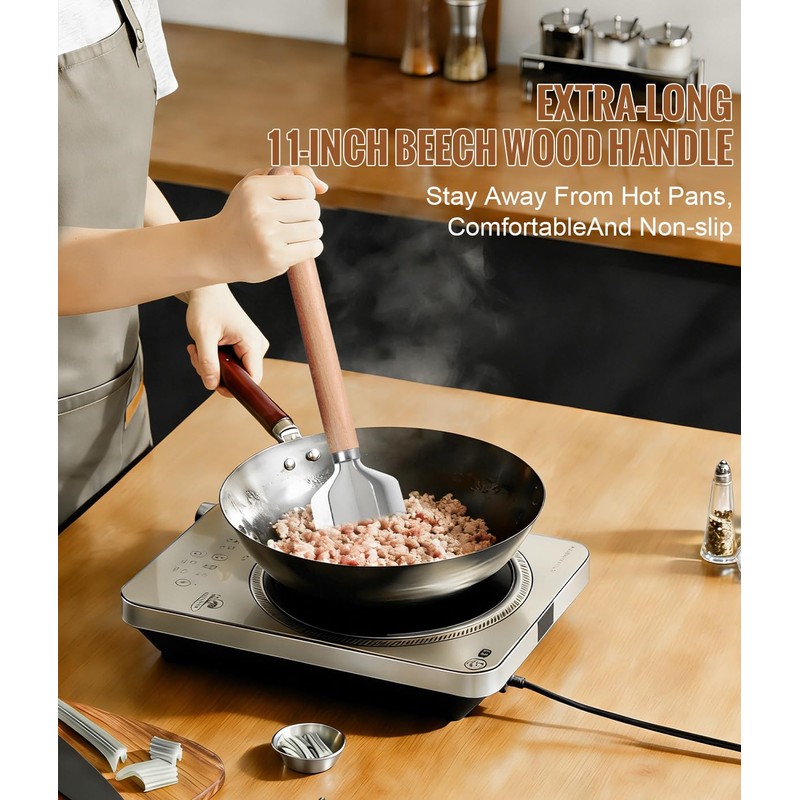 Stainless Steel Meat Chopper, 6 Curve Blades Meat Masher, 11