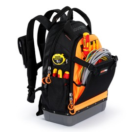 WISEPRO Tool Bag Backpack, Heavy Duty Tradesman Backpack Electrician Tool Bag Tool Storage and Organization with Waterproof Bottom, Tool Backpack for Hvac Electrician Construction Jobsite
