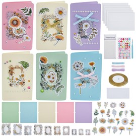 WEBEEDY 15 Sets DIY Flowers Frames Card Making Kit for Adults 5 Colors Blank Card Kits with Matching Envelopes Make Your Own Flowers Frames with Stickers DIY Greeting Card for Birthday Mother's Day