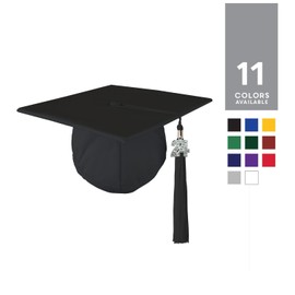 Class Act Graduation Adult Unisex Matte Graduation Cap with Matching Bling Charm Tassel, Kelly Green