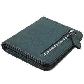 GADIEMKENSD Small Wallet Top Grain Leather RFID Blocking Mini Bifold Ultra Slim Minimalist Purse with Zipper Coin Pocket, dunkelgrün