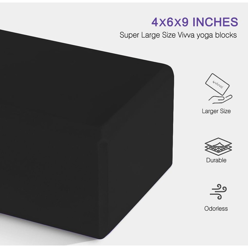 Vivva Yoga Blocks, 9"x6"x4" Yoga Blocks 2 Pack, Premium EVA
