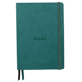 RHODIA 194447C - Bullet Journal Goalbook Creation Peacock Rigid Notebook - A5 15.5x21x2 cm - Dotted Dot - 160 pages Clairefontaine Maya Smooth Black Paper 120 g/m - 2 Ribbons - Faux Leather Cover