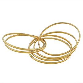 Stainless Steel Yellow Gold-Tone Interlocked Six Bangle Bracelets Set