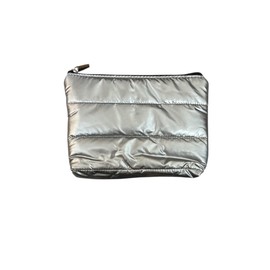 Padded Metallic Cosmetic Bag, 19 x 15 x 4 cm, 4 Colours Available, Pink/Gold/Silver/Blue, silver, Classic
