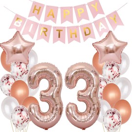 Balloons 33rd Birthday Decoration Women Rose Gold, 33rd Birthday Decoration for Women, 33 Years Birthday Decoration Woman 33rd Birthday Decoration Woman 33rd Birthday Woman 33rd Birthday Decoration