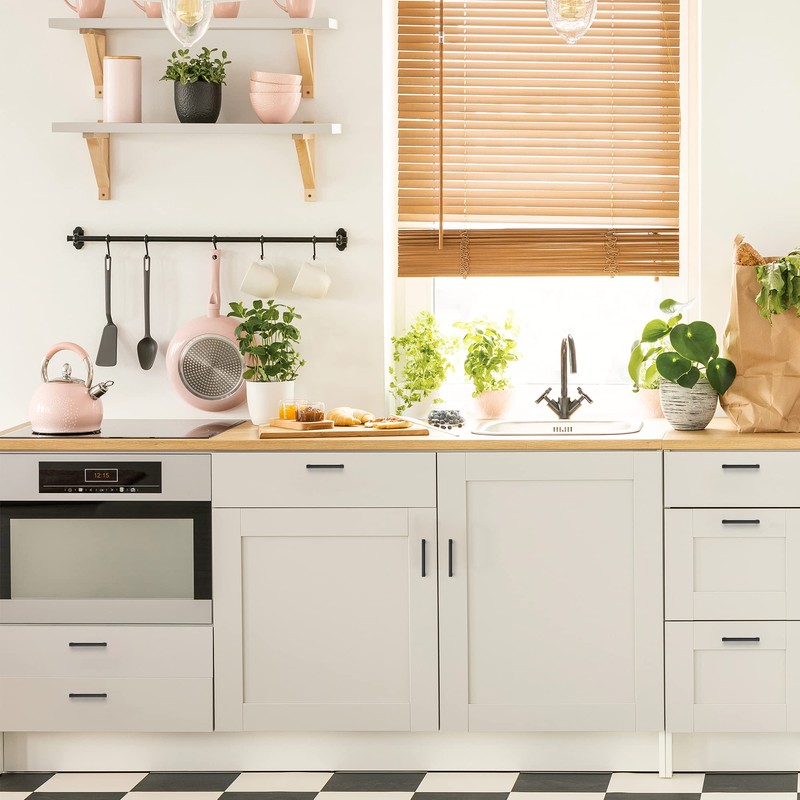 Ravinte 15 Pack Matte Black Cabinet Pulls Slim Kitchen Cabinet