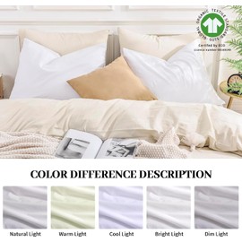 NEXHOME PRO 100% Organic Cotton Pillowcases, Set of 2, Linen Feel Textured Natural, Durable and Premium Pillow Covers for Bed, 20x26 inch, White