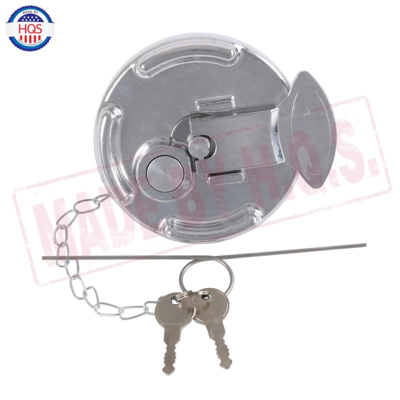 HQS 2x Chrome Lever Style Locking Fuel Cap 4" For