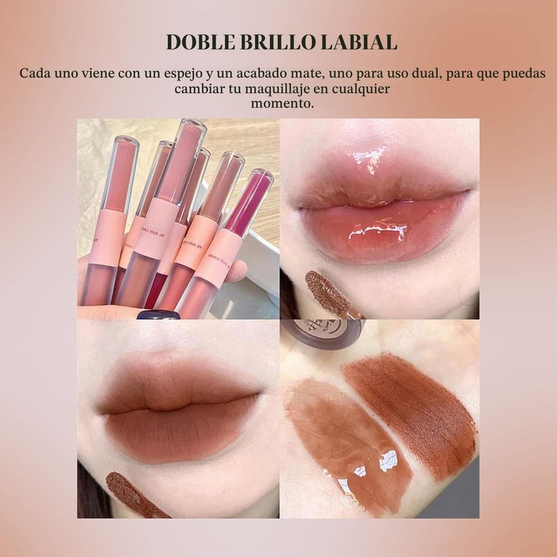 Tinte Labial Líquido de Alto Brillo Efecto Espejo y Fácil