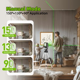 Huepar Box-1G Laser Level Self-Leveling, 150ft Outdoor Green Cross Line with Pulse Mode, 150° Vertical Lines, Magnetic Base & Battery Included – High Precision for DIY and Professional Use