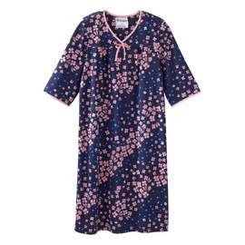 Silvert's Adaptive Clothing & Footwear Vestido de noche con espalda abierta para mujer, vestido de hospital asistido, Floral diagonal, XL