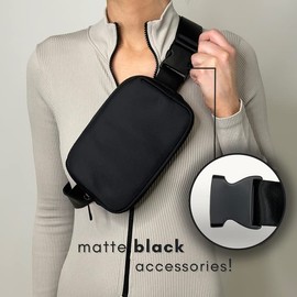 Boutique Belt Bag | Crossbody Bag Fanny Pack for Women Fashionable | Cute Mini Everywhere Bum Hip Waist Pack | Small Fashion Travel Chest Bag | Gold Silver Accessories | Adjustable Strap, Black