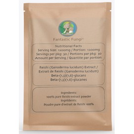Fantastic Fungi® Reishi (Ganoderma lucidum) mushroom extract powder - 100 grams - 3 month supply - powdered Reishi mushroom fruiting body - Concentrated 100:1 Reishi extract powder ready to use