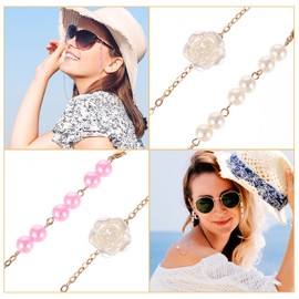 Amabro Glasses Chain Pearl Eyeglass Chain Anti Lost Eyeglasses String Holder Eyewear Retainer String for Women Girls Men(Pink)