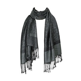 LMVERNA Reversible Paisley Pashmina for Women Rave Scarf Red Shawls and Wraps for Evening Dress(Black2