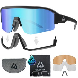 Wildhorn Radke MTB Cycling Glasses, UV400 Sports Ski Running Sunglasses for Women & Men, Baseball Glasses w/3 Swap Lenses