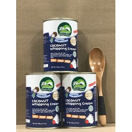 KC Commerce Nature's Charm Coconut Whipping Cream 15oz With Free Wooden Spoon (15oz pack of 3)