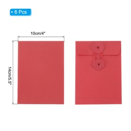 PATIKIL 6 Pcs Kraft Paper Envelope with String Tie Closure, 5.5 x 4 Inch Vintage Envelopes File Folder Bag for Office Business Home Card Storage Document Organize, Red