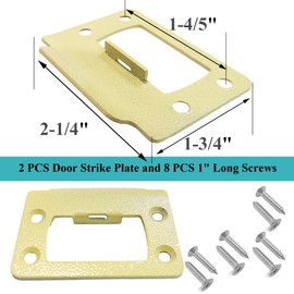2-1/4" by 1-3/4" Door Latch Restorer Strike Plate for Doors, 2 PCS Door Lock Hardware with Foul 1" Long Screws, Satin Nickel (Antique Brass)