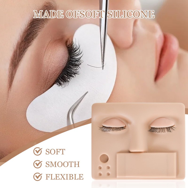 Eyelash Transplant Practice Head Shape Eyelashes with Interchangeable Eyelashes Practice