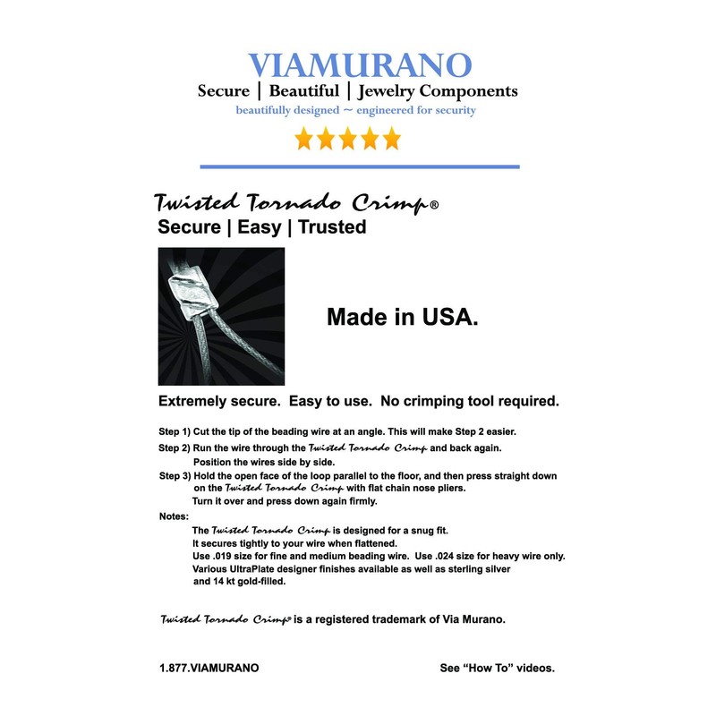 Twisted Tornado Crimp® 24kt. Gold ULTRAPLATE® .024 3mm (Pk 50)