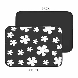 Nicokee Laptop Sleeve Bag 15 15.4 15.6 Inch,White Flower Floral Black Protective Polyester Computer Cases Laptop Cover Briefcase Bag Tablet Travel Cover