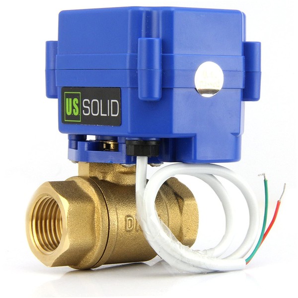 U.S. Solid Electric Ball Valve 110V AC (85-265V AC) Electric Ball Valve, 2-Wire Automatic Return, Normally Close (Brass, G 3/4")