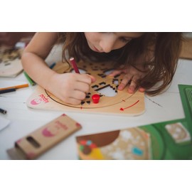 ArTwist Rotational Monster Stencil by Kipod- Wooden Drawing and Tracing Kit for Boys and Girls Ages 5+ – Montessori Inspired Arts & Crafts – Includes Colored Pencil Set