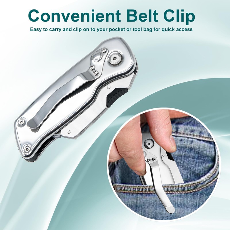 Vickay Box Cutter, Utility Knife with Belt Clip, Stainless Steel
