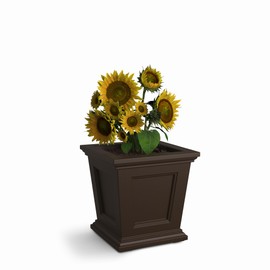 Mayne Fairfield 16in Square Planter - Espresso - Durable Self Watering Resnin Planter (5887-ES)
