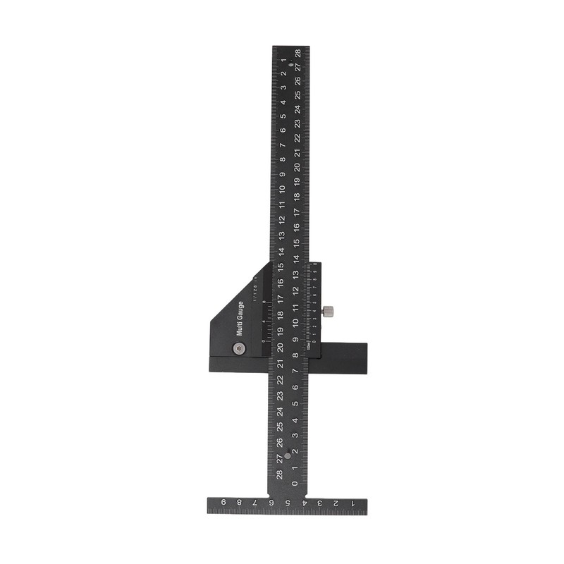 Multifunction Woodworking Ruler Aluminum Alloy T Shaped Black Measuring Marking