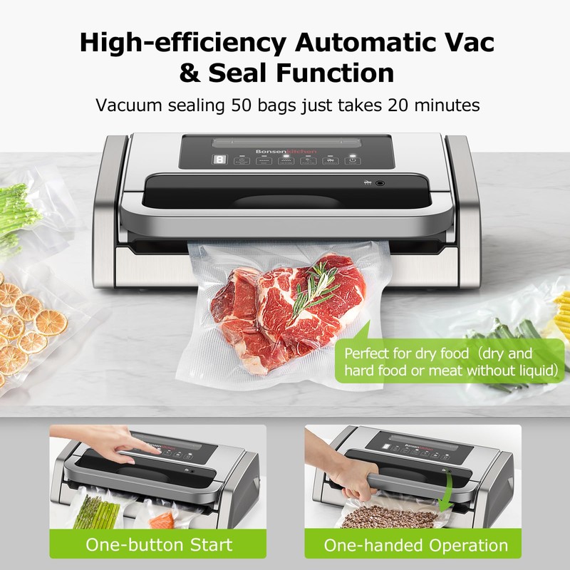 Bonsenkitchen Vacuum Sealer Machine, Powerful Low-Noise Food Vacuum Sealer, Globefish