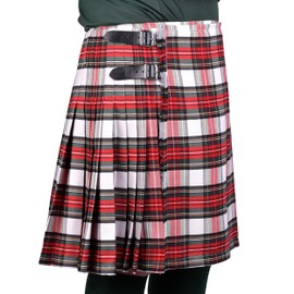 Kilt for Men I Scottish Tartan Premium Polyviscose 8 Yard Traditional Mens Kilt (US, Numeric, 38, 40, Regular, Regular, Dress Stewart)