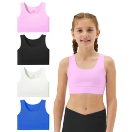 Sascina Training Bras for Girls 8-10 Seamless First Bra Girls Sports Bras Longline Crop Bra - No Pads, Chest Double Lined
