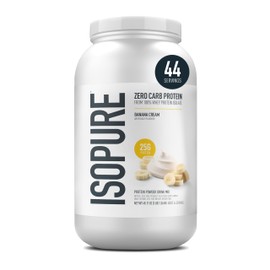 Isopure Zero Carb 100% Pure Whey Isolate Protein Powder, Lactose Free, Gluten Free, With Vitamins, Banana Cream, 25g Protein Per Serving, 3 Lbs, 44 Servings (Packaging May Vary)