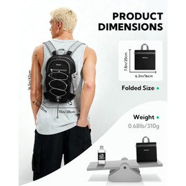 WATERFLY - Mochila pequeña y ligera, plegable, de 15 litros, para senderismo, viajes, para mujeres y hombres