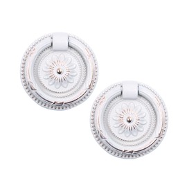 Shiwaki 2Pcs Ring Pulls Circle Knobs, Retro Invisible Hardware Cabinet Knobs,Cabinet Drop Handles,for Dresser Drawer Cupboard Furniture (White)